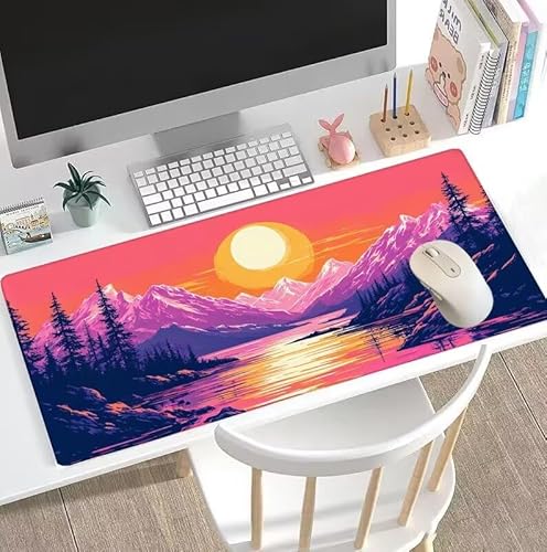 Rosa Mauspad Große Sonne Schreibtischunterlage, Mauspad Gaming, Gaming Tastatur Matte, Geschenke für Frauen, Männer, Großer Erweiterter Schreibtisch Schutz Für Room Office, Decor 900x400x3mm W5-426 von Weoqion