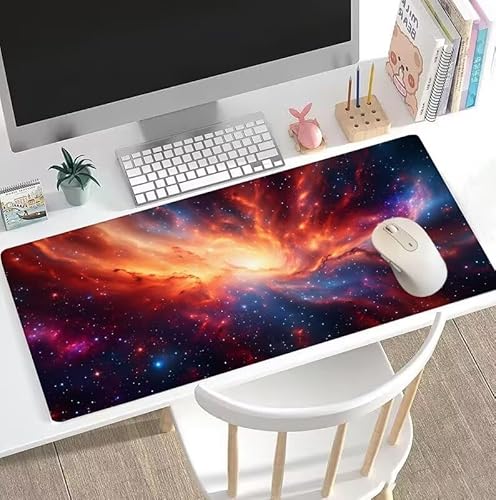 Rutschfest Schreibtischunterlage, Gaming Mousepad XXL Groß Mauspad Himmel Mouse Pad mit Motiv, Wasserdichte Stoffoberfläche und Rutschfeste Gummiunterseite, Mouse Pad Sternenhimmel 1600x800x3mm W5-692 von Weoqion