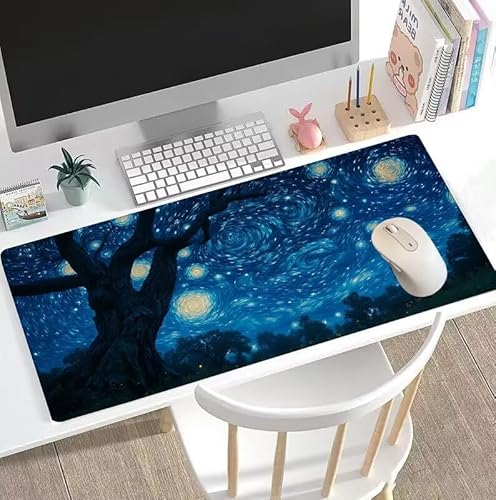 Schwarz Mauspad Große Stern Schreibtischunterlage, Mauspad Gaming, Gaming Tastatur Matte, Geschenke für Frauen, Männer, Großer Erweiterter Schreibtisch Schutz Für Room Office, Decor 600x300x3mm W5-270 von Weoqion