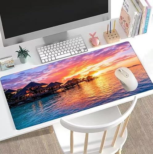 Sonnenuntergang Mauspad Große Ozean Schreibtischunterlage, Mauspad Gaming, Gaming Tastatur Matte, Geschenke für Frauen, Großer Erweiterter Schreibtisch Schutz für Room Office,Decor 1200x600x3mm W5-207 von Weoqion