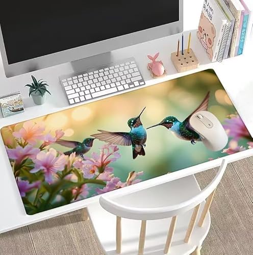 Mauspad Tier Mauspad XXL 1400x700x3mm Schreibtischunterlage Vogel Mousepad Large Size Anti Rutsch Basis Mouse Pad, Verbessert Geschwindigkeit Gaming-Mauspads, Gaming Zubehör für PC Office Home W5-774 von Weoqion