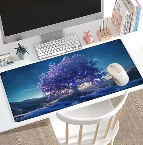 rutschfest Schreibtischunterlage, Gaming Mousepad XXL Mauspad Lila Mouse Pad mit Motiv, wasserdichte Stoffoberfläche und rutschfeste Gummiunterseite, Schreibtischunterlage Traum 1000x500x3mm W5-557 von Weoqion