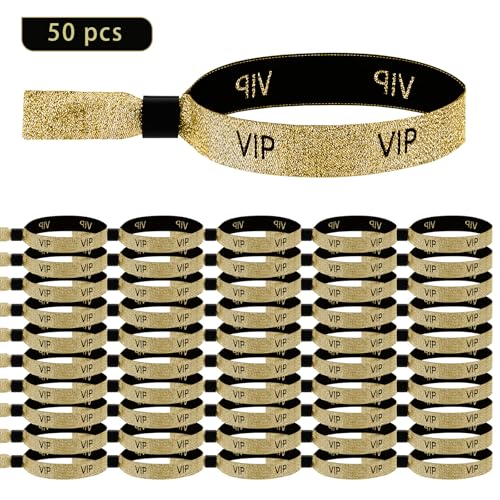 Werownsgso 50 Stück VIP Stoff Einlassbänder ，Party VIP Identifikationsarmbänder，Festival Einlassbändchen，Stoff-Armbänder für Events，Konzerte，Hochzeit,Bars (50) von Werownsgso