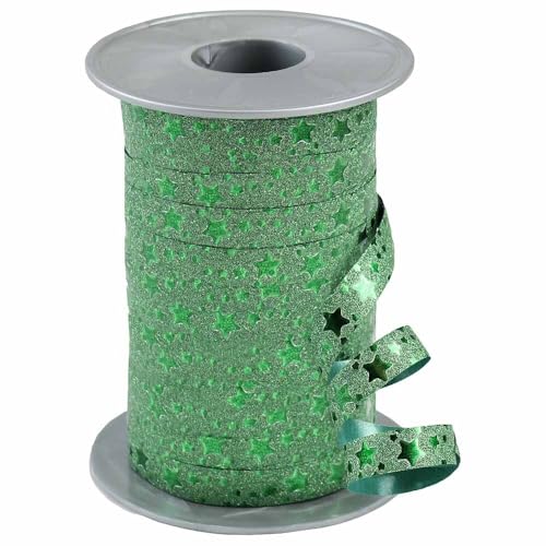 Poly - Ringelband Glitter Star grün 10 mm x 100 m, 1 Rolle(n) von Wertpack