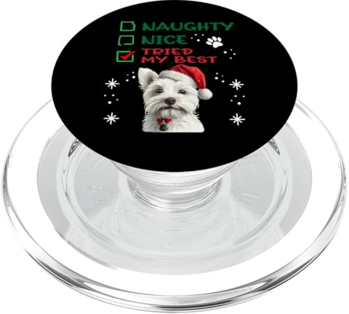 Süßer West Highland White Terrier Hund Weihnachten Naughty Nice PopSockets PopGrip für MagSafe von West Highland White Terrier Christmas Dog Breed