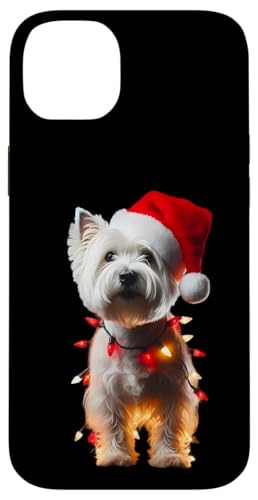 Hülle für iPhone 14 Plus West Highland White Terrier Weihnachtsmannmütze Weihnachtsbeleuchtung Hund von West Highland White Terrier Christmas Products