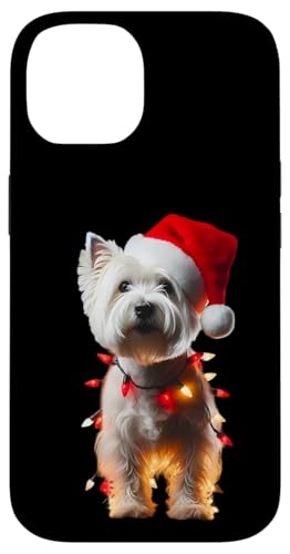 Hülle für iPhone 14 West Highland White Terrier Weihnachtsmannmütze Weihnachtsbeleuchtung Hund von West Highland White Terrier Christmas Products