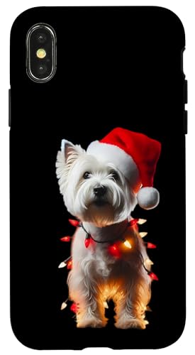 Hülle für iPhone X/XS West Highland White Terrier Weihnachtsmannmütze Weihnachtsbeleuchtung Hund von West Highland White Terrier Christmas Products