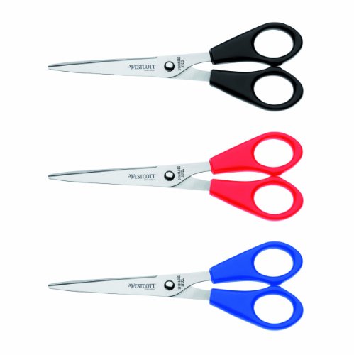 Westcott E-31031 00 Büro-Schere Set mit 3 Stück, 15 cm, blau/rot/schwarz von Westcott