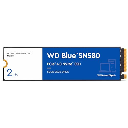 WD Blue SN580 NVMe SSD 2 TB (PCIe Gen4 x4, bis zu 4.150 MB/s Lesen, M.2 2280, nCache 4.0-Technologie) Blau von Western Digital