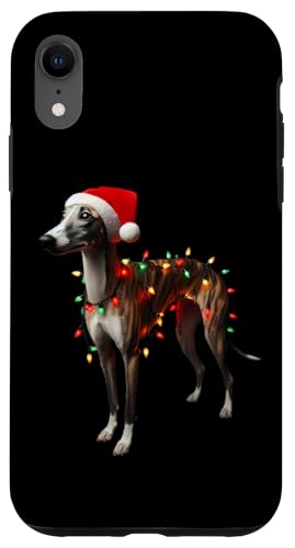 Hülle für iPhone XR Whippet mit Weihnachtsmannmütze Weihnachtsbeleuchtung Hundebesitzer von Whippet Christmas Products