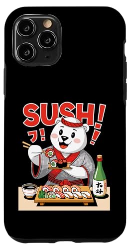 Hülle für iPhone 11 Pro Weißer Eisbär Japanischer Essen Sushi Chef Kawaii Anime von WhitePolarBearAxis1