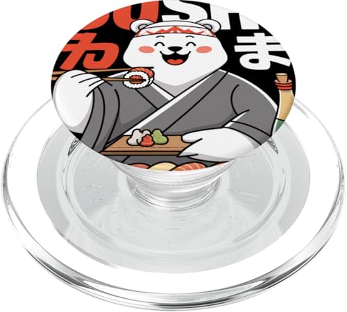 Weißer Eisbär Japanischer Essen Sushi Chef Kawaii Anime PopSockets PopGrip für MagSafe von WhitePolarBearAxis1