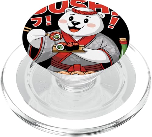 Weißer Eisbär Japanischer Essen Sushi Chef Kawaii Anime PopSockets PopGrip für MagSafe von WhitePolarBearAxis1