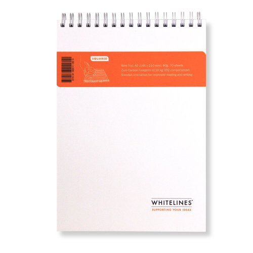 Whitelines Top Wire Notizbuch, A5, kariert, Weiß (WL81 WtopA5S) von Whitelines