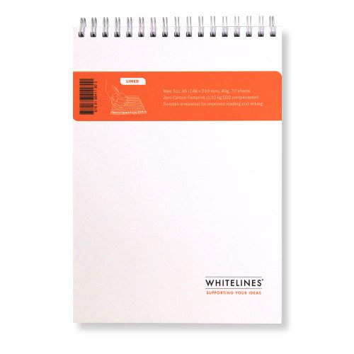 Whitelines Top Wire Notizbuch, A5, liniert, weiß (WL80 WtopA5L) von Whitelines