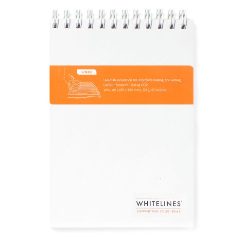 Whitelines Top Wire Notizbuch, A6, liniert, weiß (WL84 WtopA6L) von Whitelines