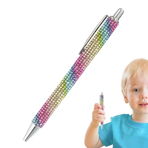 Glitzer-Kugelschreiber – Strass-Kugelschreiber, eleganter glitzernder Kristall-Stift | 5,43 x 0,39 Zoll einziehbarer Glitzer-Kugelschreiber, niedliche, mit Strasssteinen verzierte Stifte für Frauen, S von Whnbuij