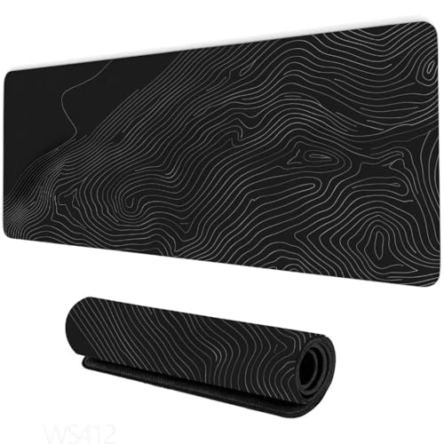 Mauspad Einfachheit Schreibtischunterlage,Mouse Pad Schwarz Gaming Mauspad,Mauspad XXL 900x300x3mm,Rutschfeste Gummibasis Desk Mat,Genähte Kanten Mauspad,Groß Erweiterter Schreibtisch Schutz WS-412 von Whoonng