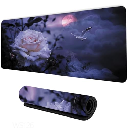 Mauspad XXL 1600x800x3mm,Gaming Mauspad Blume Mauspad Groß,Schreibtischunterlage Rosa Desk Mat,Verbessert Präzision und Geschwindigke,Wassxerdicht Anti-Rutsch,Gaming-Mauspads für Pc,Laptop WS-126 von Whoonng