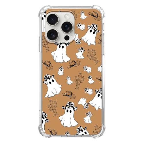 WidofvSpky Trippy Hippie-Schutzhülle für iPhone 15 Pro, niedlicher Halloween-Geisterkaktus für Mädchen, Jungen und Frauen, für iPhone 15 Pro, trendige TPU-Schutzhülle von WidofvSpky