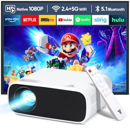 Wielio 2024 Neues Hochleistungsbeamer, unterstützt Switch und PS5 ohne Verzögerung, Beamer mit WiFi und Bluetooth, 20000 Lumen 4K-Unterstützung, Full HD 1080P Auflösung, （Hochhelligkeitsversion） von Wielio