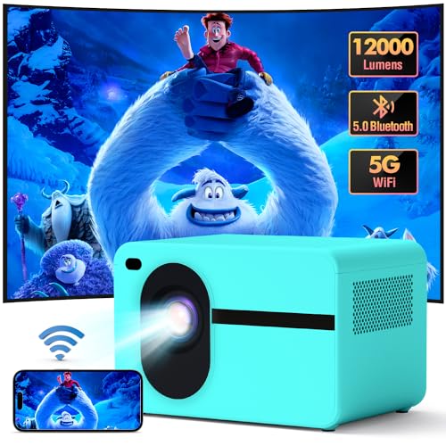 Mini Beamer Full HD 1080P mit 4K Unterstützung, WiFi Bluetooth Beamer mit motorisiertem Zoom, 30-200 Zoll Projektionsgröße, Kompatibel mit iOS/Android/Laptop/HDMI/USB (Blau) von Wielio