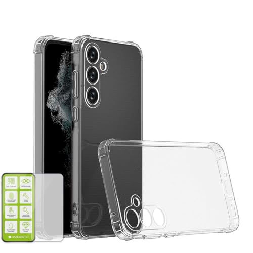 Wigento Für Samsung Galaxy A35 Schock TPU Case Transparent 0,26 H9 Glas Handy Hülle Schutz von Wigento