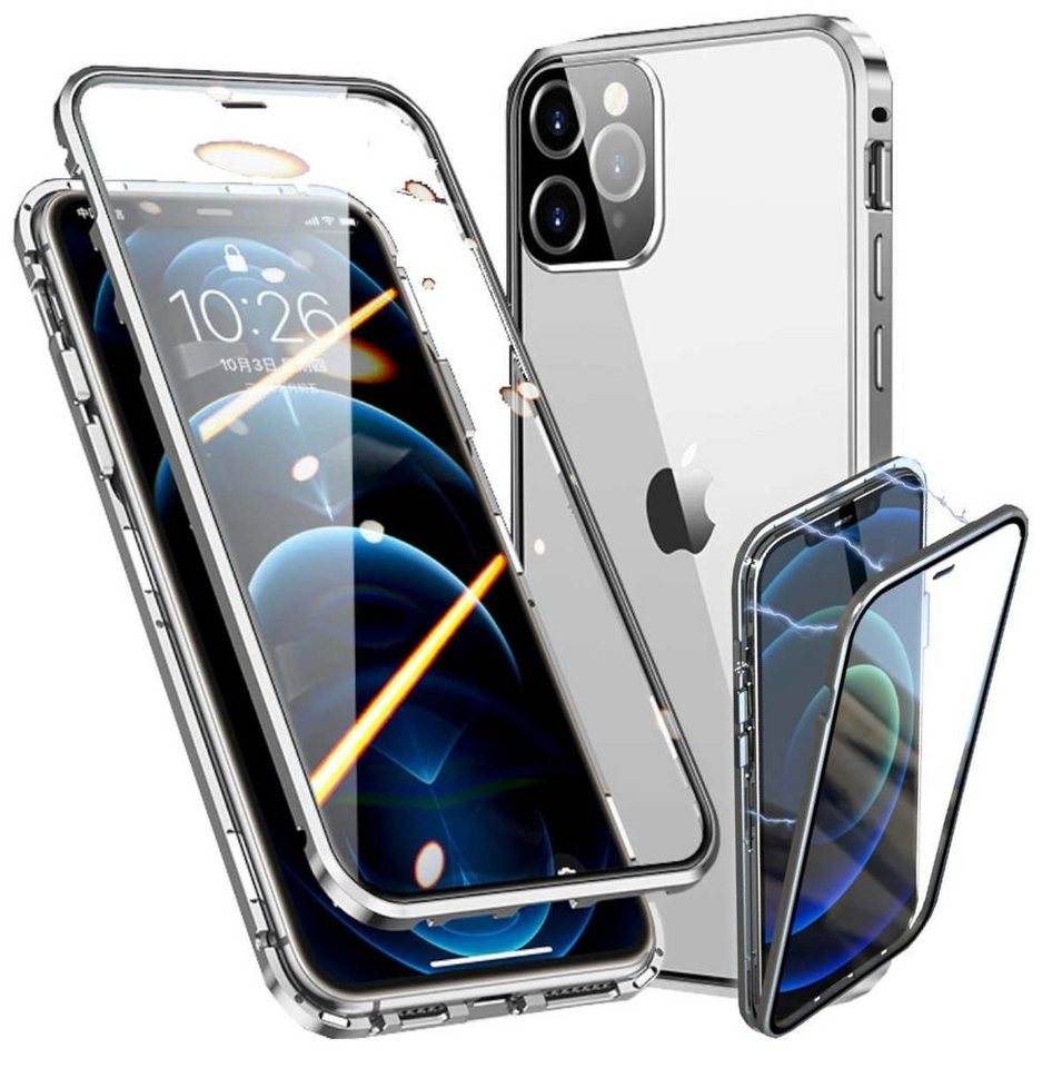 Wigento Handyhülle Beidseitiger 360 Grad Magnet / Glas Case Bumper für Apple iPhone 13 Pro Max Handy Tasche Case Hülle Cover New Style von Wigento