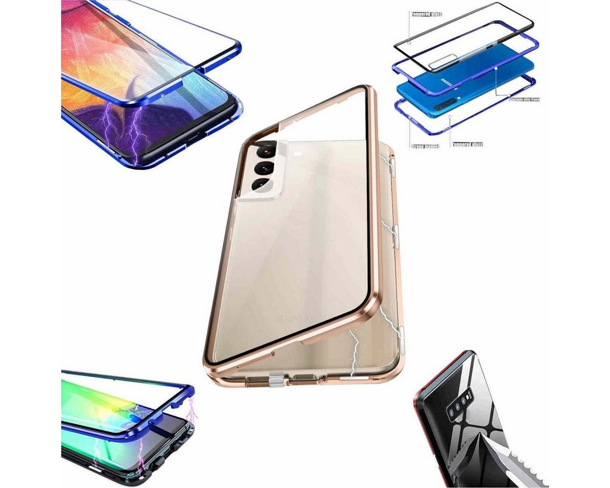 Wigento Handyhülle Für Samsung Galaxy S24 Plus 360 Grad Magnet Glas Bumper Handy Hülle von Wigento