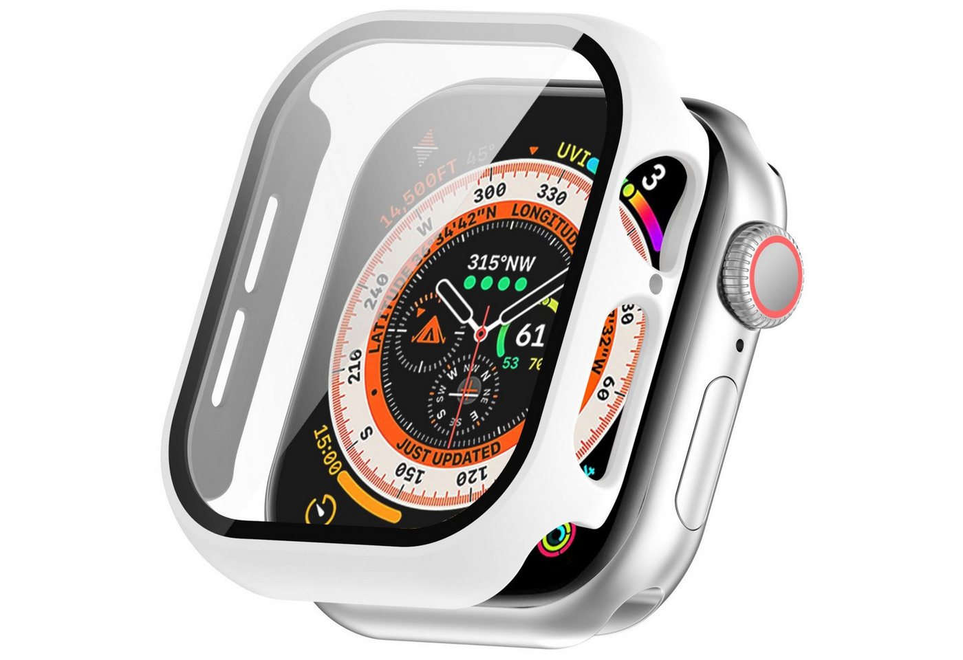 Wigento Smartwatch-Hülle Für Apple Watch Series 10 42mm Kunststoff Hülle + H9 Hart Glas Weiß, Schutzhülle aus PC + Panzerglas für Rundumschutz von Wigento