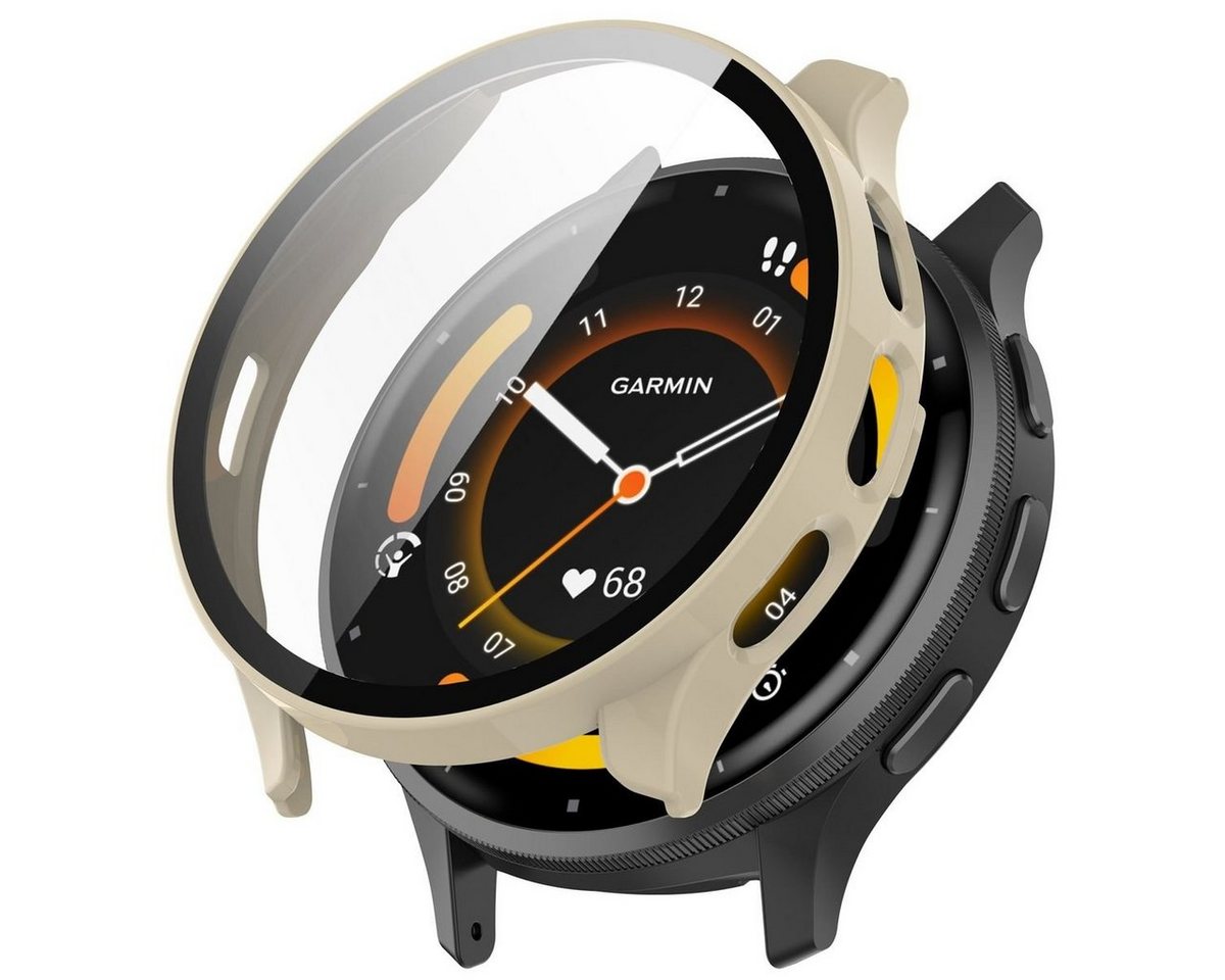 Wigento Smartwatch-Hülle Für Garmin Venu 3 Watch Gehäuse mit integriertem Schutz Hart Glas Weiß von Wigento