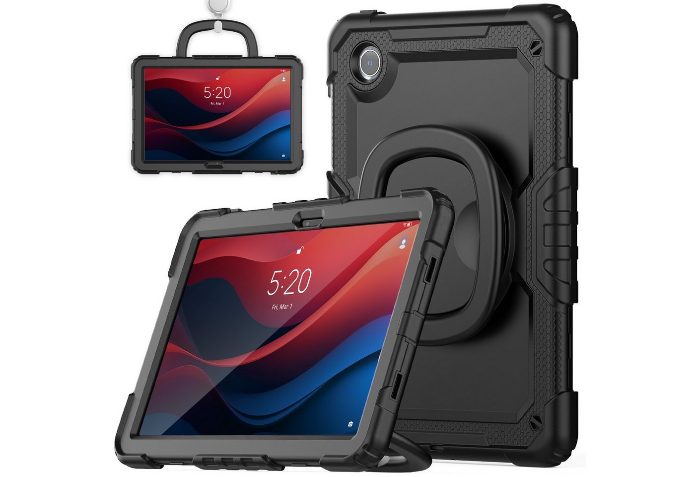 Wigento Tablet-Hülle Für Lenovo Tab M11 360 Silikon Hybrid Tasche Schultergurt Halterung von Wigento