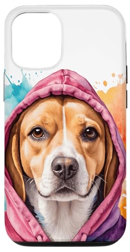 Hülle für iPhone 13 Pro Beagle Hoodie Hund Bunt Lustig Tier Aufdruck Design Print von Wild Life Merch