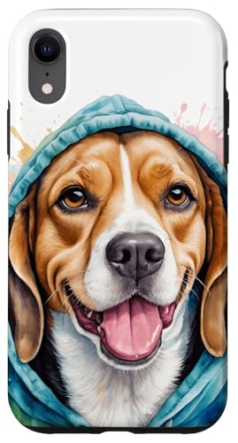 Hülle für iPhone XR Beagle Hoodie Hund Bunt Lustig Tier Aufdruck Design Print von Wild Life Merch