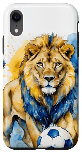 Hülle für iPhone XR Löwe Fußball Bunt Ukraine Tier Aufdruck Design Print von Wild Life Merch