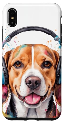 Hülle für iPhone XS Max Beagle Kopfhörer Hund Lustig Tier Aufdruck Design Print von Wild Life Merch