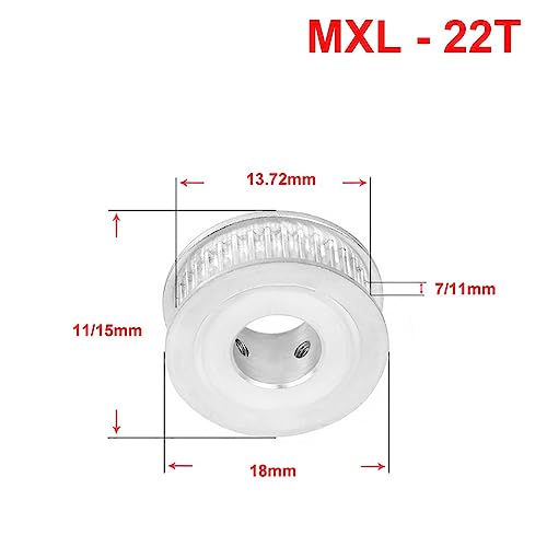 1 Stück MXL 22 Zähne Zahnriemenscheibe Bohrung 4/5/6/6,35/8 mm AF Aluminium Synchronriemenscheibe for Breite 6 mm 10 mm MXL Zahnriemen(8mm,For Width 6mm Belt) von Wildeep