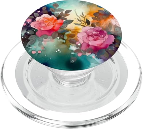 Rosa Orange Floral Aquarell Blumen N1 PopSockets PopGrip für MagSafe von Wildflower&Bloom Co.