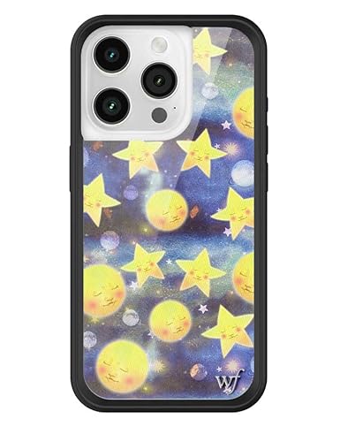 Wildflower Himmlische Träume, kompatibel mit Apple iPhone 15 Pro, Sky Moon Galaxy Night Star, niedlich, trendig, schützender schwarzer Bumper, 1,2 m Falltest-zertifiziert, kleines Unternehmen für von Wildflower