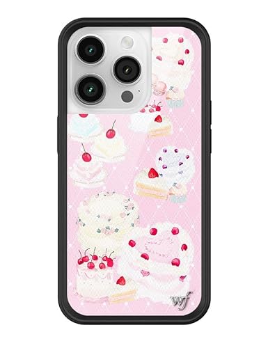 Wildflower Hüllen – Sweet Cakes Hülle, kompatibel mit Apple iPhone 14 Pro, Kuchen, Rosa, Kirschen, Bäcker, trendig, niedlich, schützender schwarzer Stoßfänger, 1,2 m Falltest-zertifiziert, kleines von Wildflower