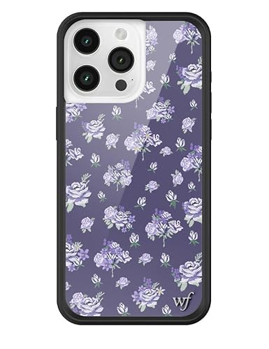 Wildflower Schutzhülle für Apple iPhone 15 Pro Max mit Blumenmuster, blau, dunkelviolett, trendig, schützender schwarzer Stoßfänger, 1,2 m Falltest-zertifiziert, kleines Unternehmen im Besitz von von Wildflower