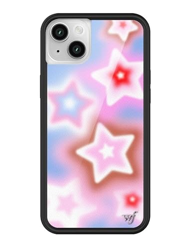 Wildflower Schutzhüllen – Dream Star-Hülle, kompatibel mit Apple iPhone 13/14 | Blau, Rosa, Weiß, Sterne, modern, trendig – schützender schwarzer Stoßfänger, 1,2 m Falltest zertifiziert, kleines von Wildflower