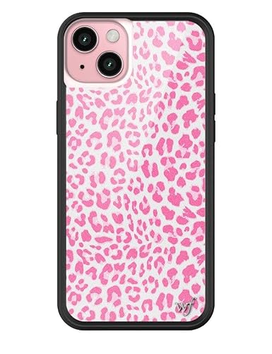 Wildflower Schutzhüllen – Pink Miau, kompatibel mit Apple iPhone 16 Plus, Leopardenmuster, Gepard, beliebter ästhetischer süßer Trend, schützender schwarzer Stoßfänger, 1,2 m Falltest-zertifiziert, von Wildflower