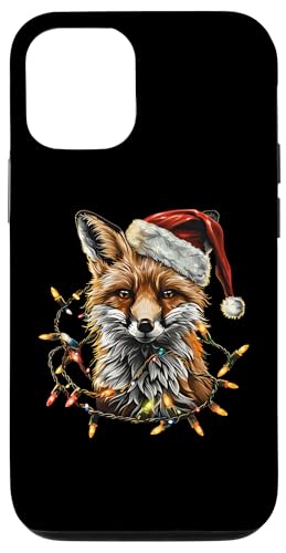 Hülle für iPhone 14 Pro Niedlicher roter Fuchs, Weihnachtsmann, Weihnachtsbeleuchtung von Wildlife Christmas Fox Santa Holiday Design