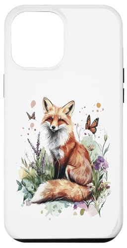 Hülle für iPhone 12 Pro Max Fuchs Floral Naturmotiv Tierdruck Wildblumen Illustration von Wildlife Vibes Streetwear Creations