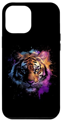 Hülle für iPhone 12 Pro Max Tiger Bunt Tier Motiv Kunst Tiermotiv Tigermotiv Wildnis von Wildlife Vibes Streetwear Creations