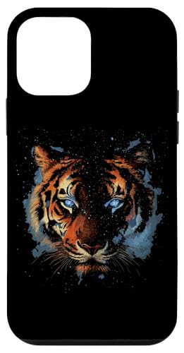 Hülle für iPhone 12 mini Blauäugiger Tiger Tier-Motiv Tigermotiv Kosmisch Galaxie von Wildlife Vibes Streetwear Creations