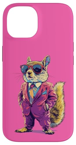 Hülle für iPhone 14 Eichhörnchen im Anzug mit Sonnenbrille Pop Art Tiermotiv von Wildlife Vibes Streetwear Creations