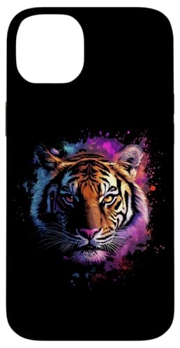 Hülle für iPhone 14 Plus Tiger Bunt Tier Motiv Kunst Tiermotiv Tigermotiv Wildnis von Wildlife Vibes Streetwear Creations